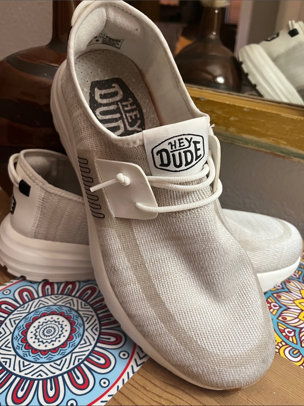 Hey Dude Men's Slip-On Knit Sneakers in Off-White